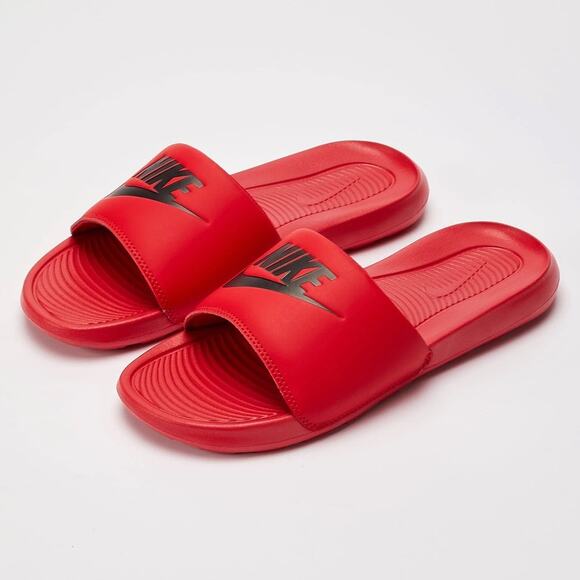 NEW Nike Victori One Slides Men’s Red Black Size 8 CN9675‑600 Comfort Sandals - Picture 1 of 5